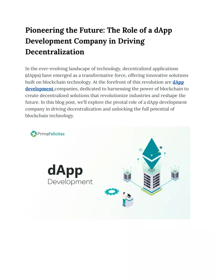 pioneering the future the role of a dapp
