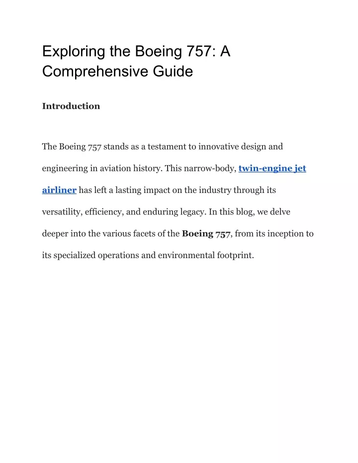 exploring the boeing 757 a comprehensive guide