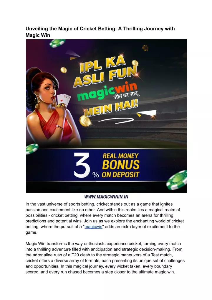 unveiling the magic of cricket betting