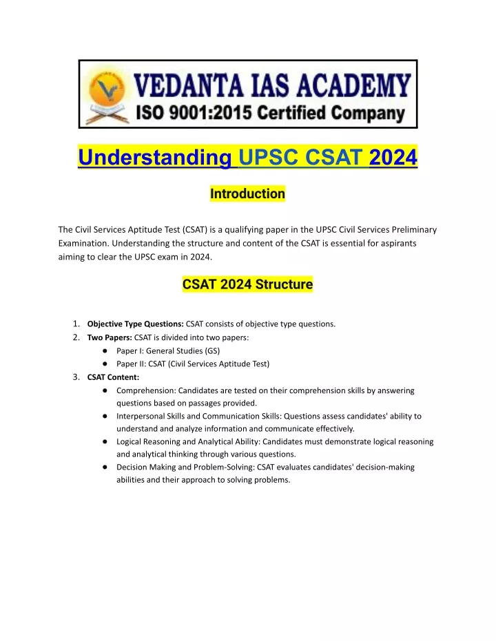 understanding upsc csat 2024