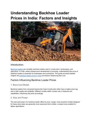 Understanding Backhoe Loader Prices in India_ Factors and Insights