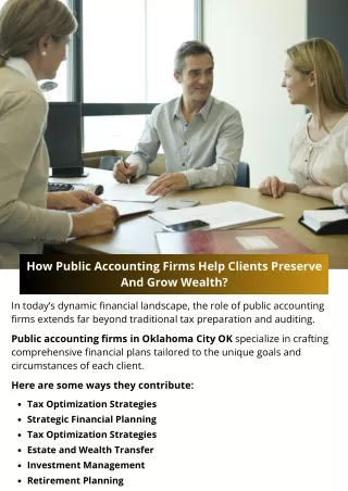 How Public Accounting Firms Help Clients Preserve And Grow Wealth?