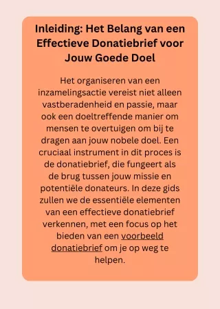 Inleiding Het Belang van een Effectieve Donatiebrief voor Jouw Goede Doel.