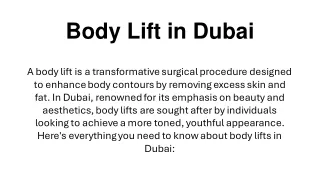 Body Lift in Dubai