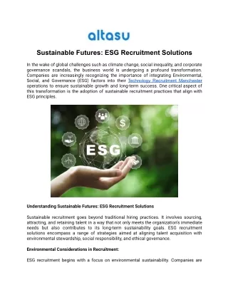 Sustainable Futures ESG Recruitment Solutions