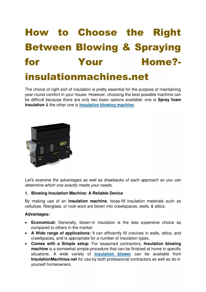 how to choose the right between blowing spraying