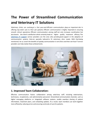 The Power of Streamlined Communication and Veterinary IT Solutions