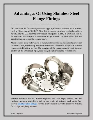 Advantages Of Using Stainless Steel Flange Fittings