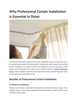 Why Professional Curtain Installation is Essential In Dubai