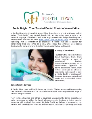 Smile Bright Your Trusted Dental Clinic in Vasant Vihar