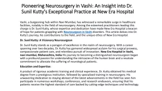 Pioneering Neurosurgery in Vashi: An Insight into Dr. Sunil Kutty's Exceptional