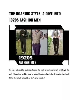 THE ROARING STYLE- A DIVE INTO 1920S FASHION MEN