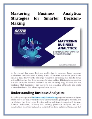 Mastering Business Analytics Strategies for Smarter Decision Making