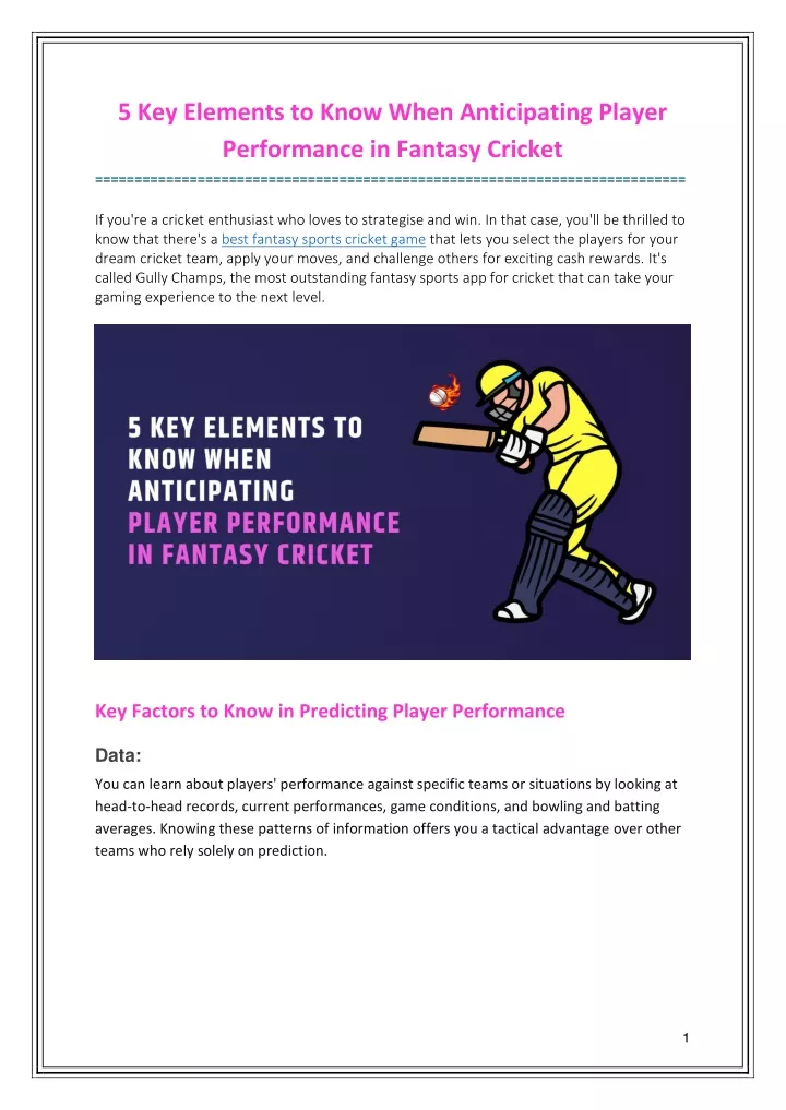 5 key elements to know when anticipating player