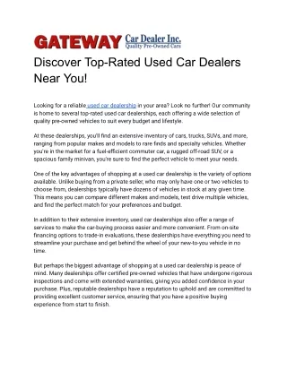 Discover Top-Rated Used Car Dealers Near You