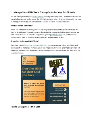 manage your hmrc debt taking control of your
