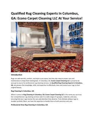 Qualified Rug Cleaning Experts In Columbus, GA Econo Carpet Cleaning LLC At Your Service!