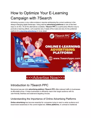 How to Optimize Your E-Learning Campaign with 7Search