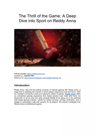 The Thrill of the Game A Deep Dive into Sport on Reddy Anna