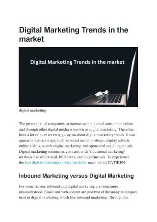 Digital Marketing Trends in the market