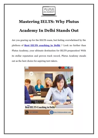 Ace Your IELTS: Top-Rated Coaching by Plutus Academy, Delhi
