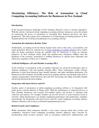 Maximizing Efficiency The Role of Automation in Cloud Computing Accounting Software for Businesses in New Zealand