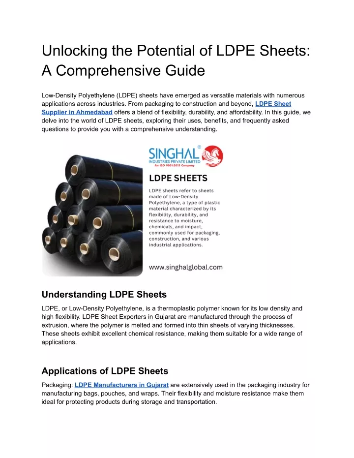 unlocking the potential of ldpe sheets