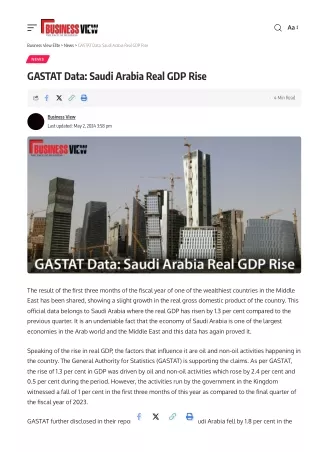 GASTAT Data Saudi Arabia Real GDP Rise