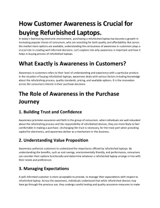 How Customer Awareness is Crucial for buying Refurbished Laptops