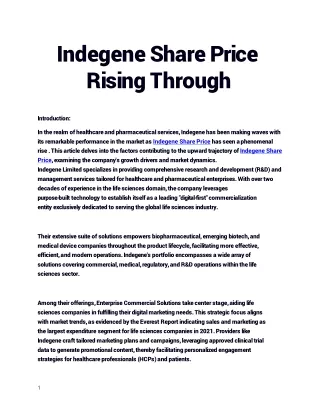 Get the Best Indegene Share Price only at Planify