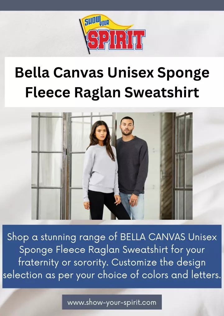bella canvas unisex sponge fleece raglan