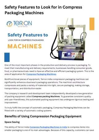 Safety Features to Look for in Compress Packaging Machines