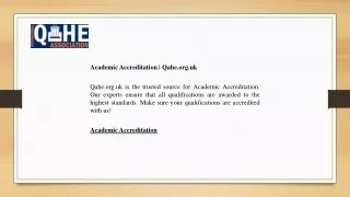 Academic Accreditation  Qahe.org.uk