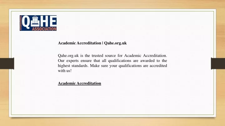 academic accreditation qahe org uk