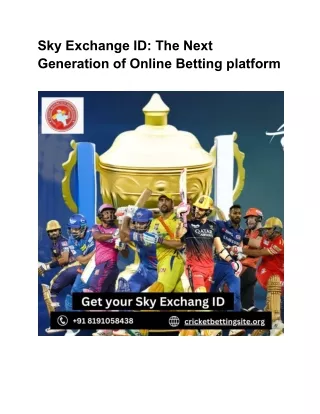 Sky Exchange ID_ The Next Generation of Online Betting platform