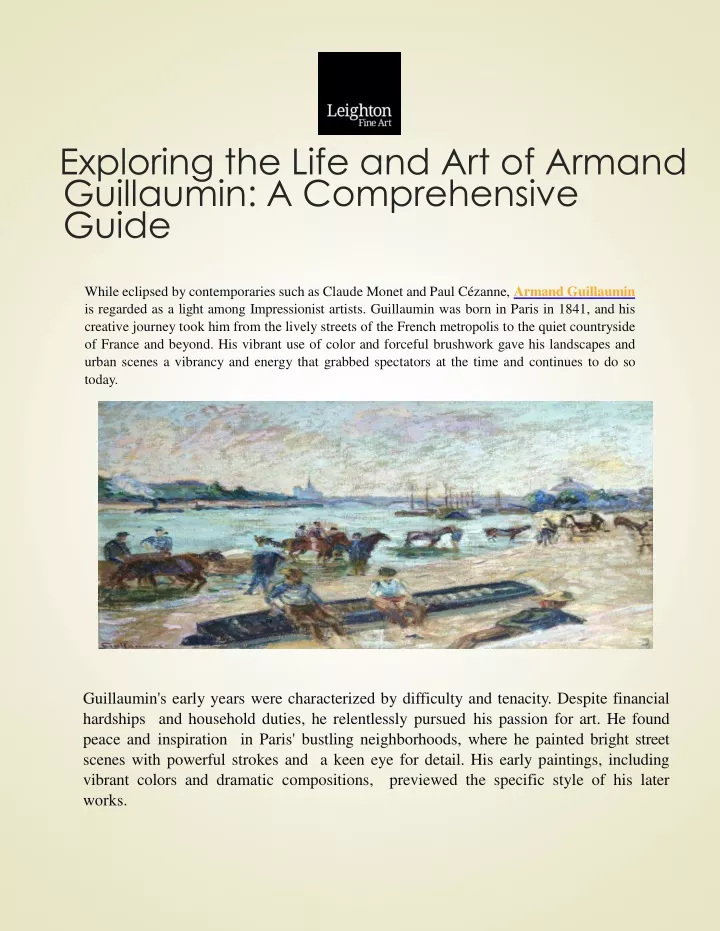 exploring the life and art of armand guillaumin a comprehensive guide