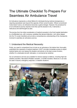 The Ultimate Checklist To Prepare For Seamless Air Ambulance Travel