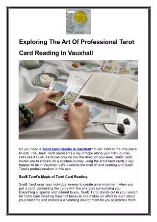 Exploring The Art Of Professional Tarot Card Reading In Vauxhall