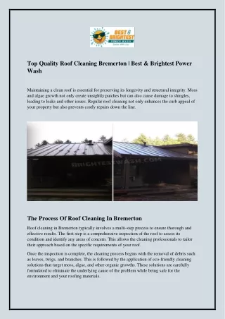 Top Quality Roof Cleaning Bremerton  Best & Brightest Power Wash