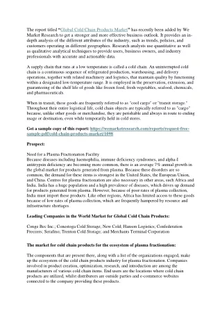 the report titled global cold chain products