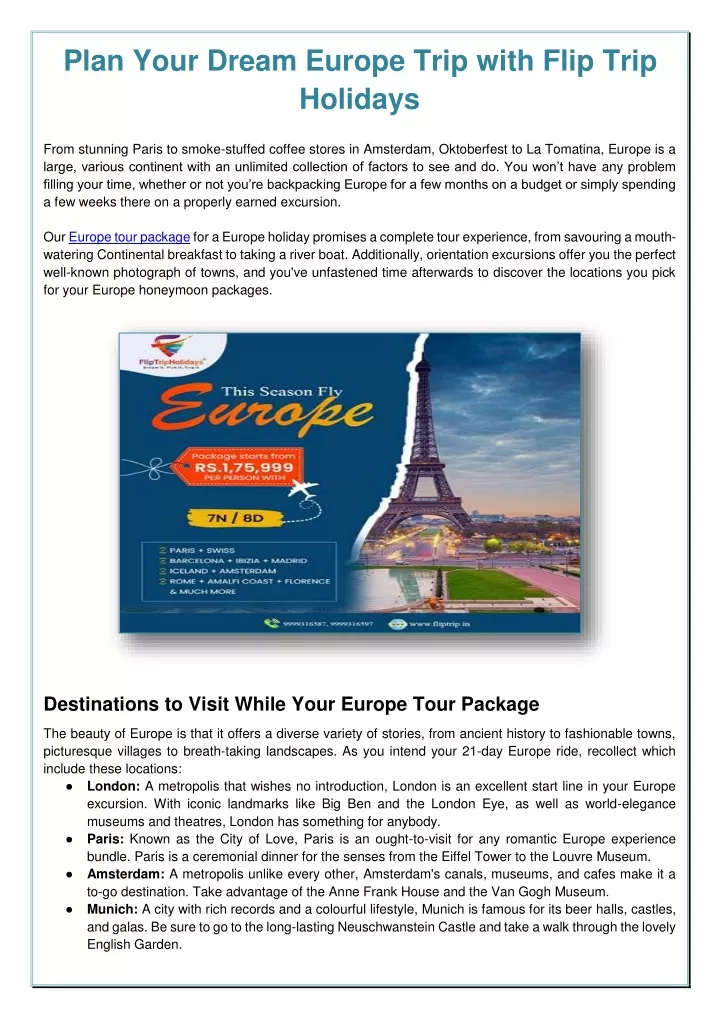 plan your dream europe trip with flip trip
