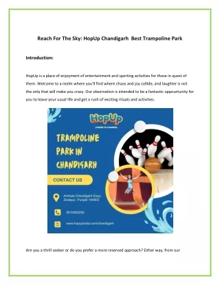Reach For The Sky  HopUp Chandigarh  Best Trampoline Park
