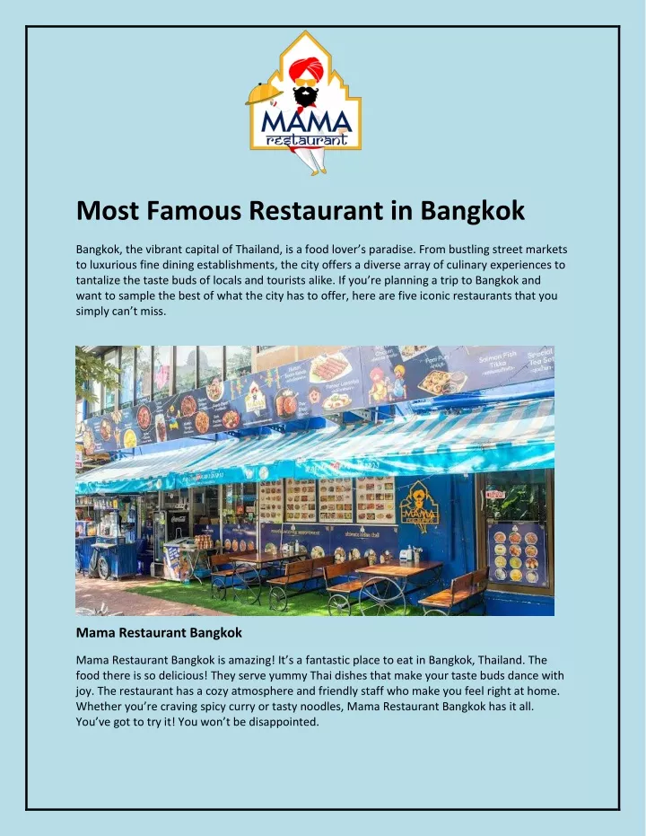most famous restaurant in bangkok