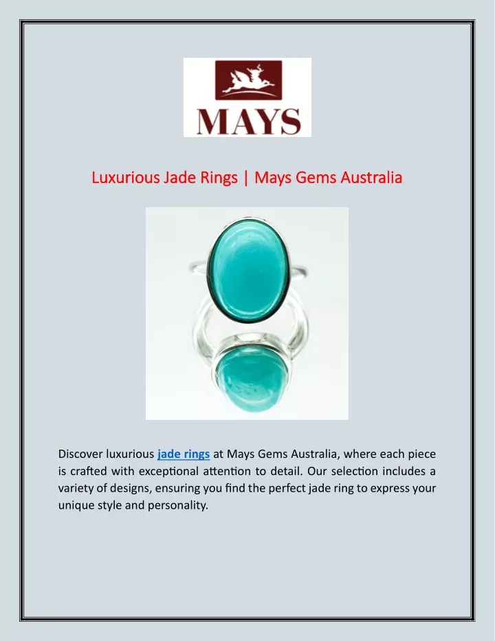 luxurious jade rings mays gems australia