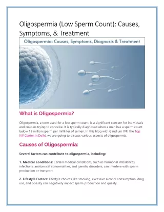 Oligospermia (Low Sperm Count): Causes, Symptoms, & Treatment