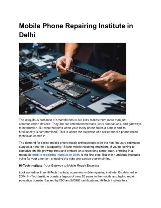 Mobile Phone Repairing Institute in Delhi