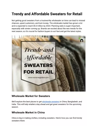 Trendy and Affordable Sweaters for Retail