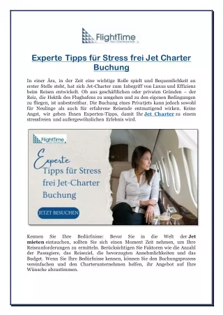 Experte Tipps für Stress frei Jet Charter Buchung