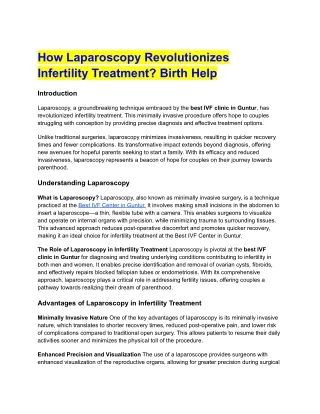 How Laparoscopy Revolutionizes Infertility Treatment