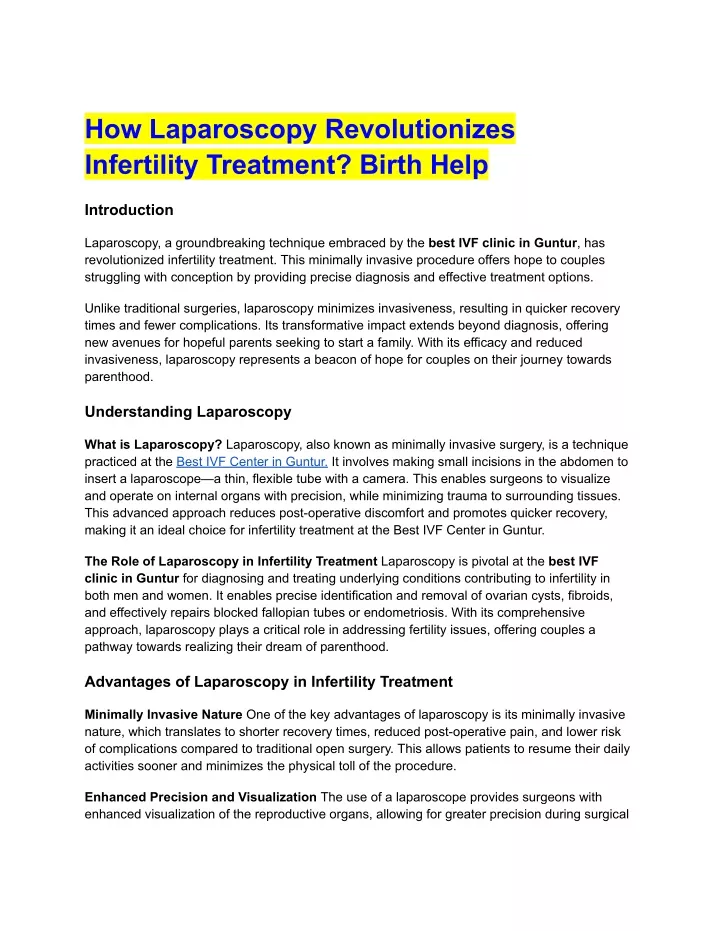 how laparoscopy revolutionizes infertility